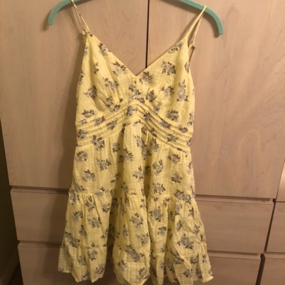 New American Eagle Pastwl Ywllow Floral Dress w/ Spaghetti Straps - Picture 1 of 4